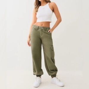 NEW True Religion Pants Womens 28 green Bobbi cargo jogger designer casual baggy